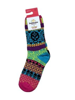 Solmate Day Of The Dead Crew Socks Medium 8 - 10 NWT USA Made